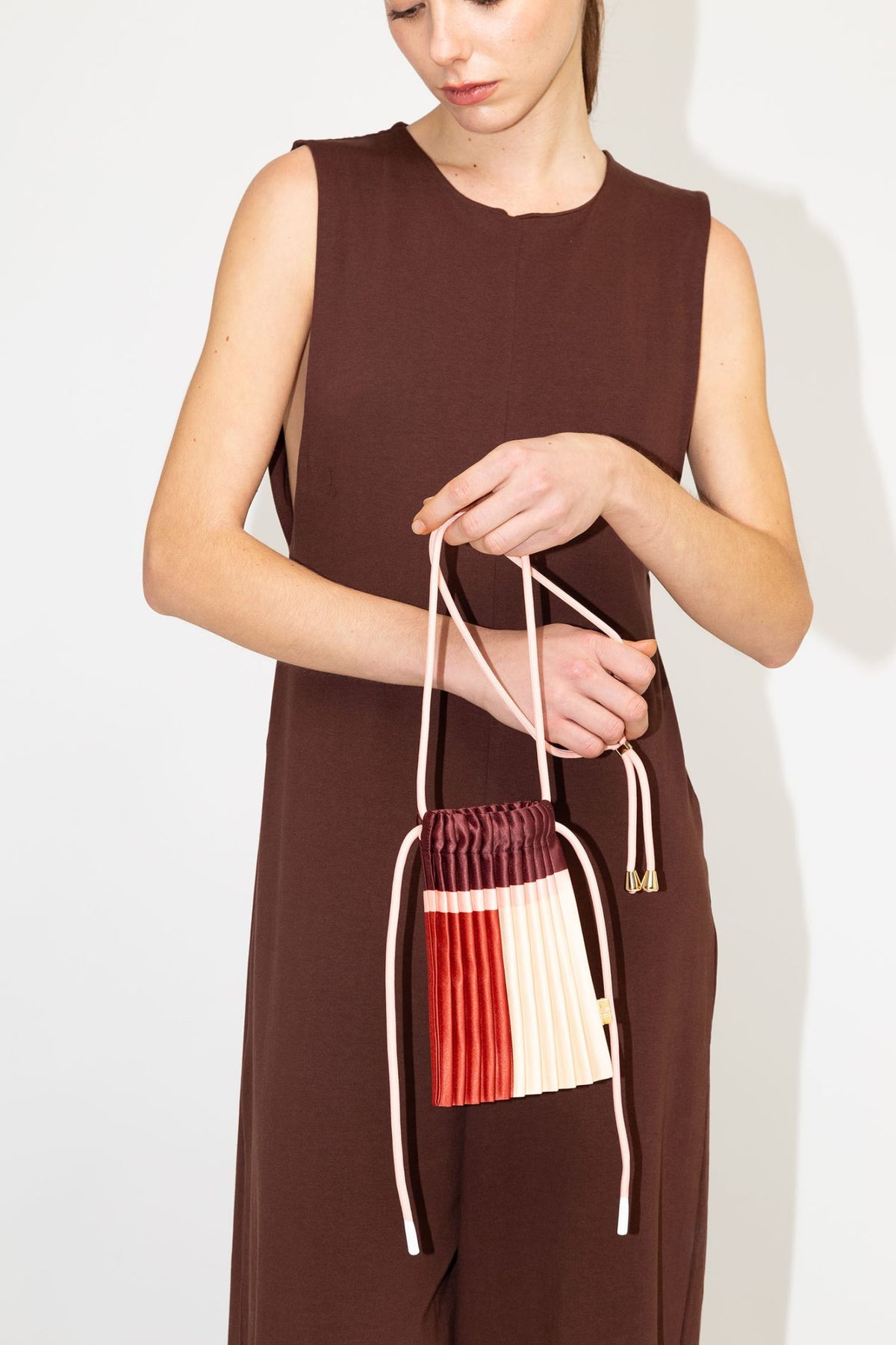 Pleated Crossbody Bag - Ruby