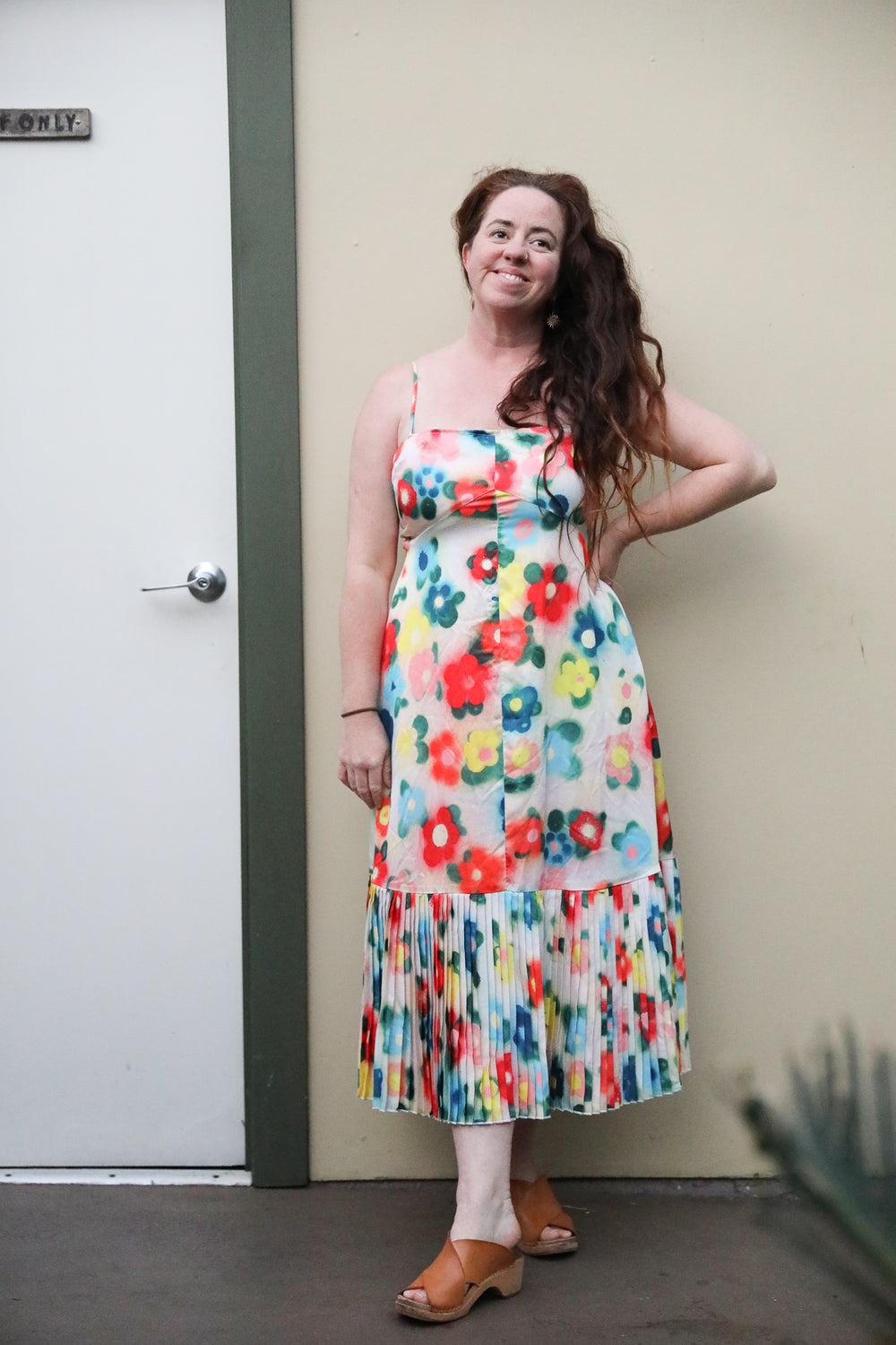 One Off | Cactus Flower Pleated Midi