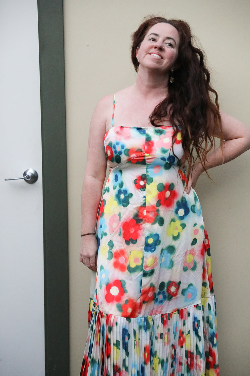 One Off | Cactus Flower Pleated Midi