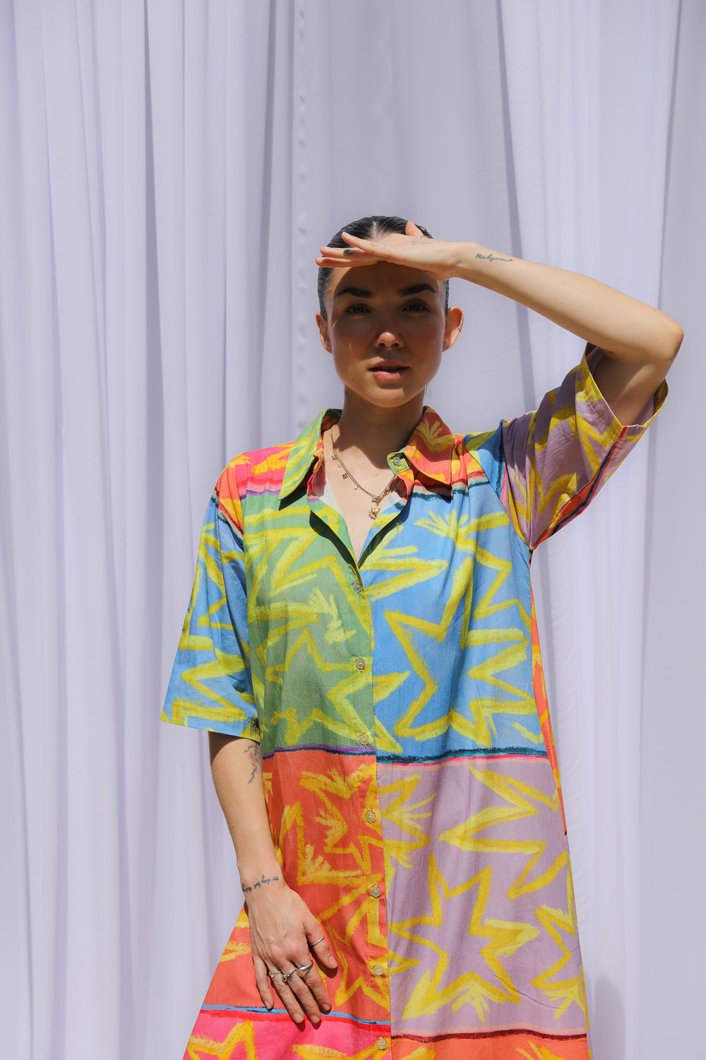 Star Gazer Maxi Shirt Dress