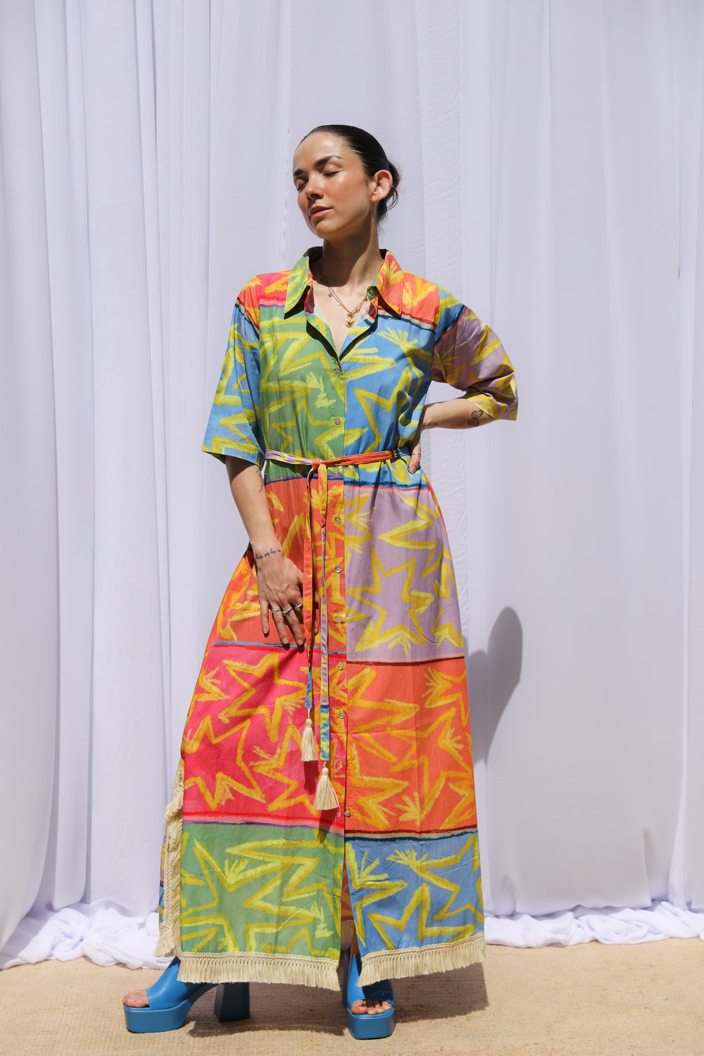 Star Gazer Maxi Shirt Dress