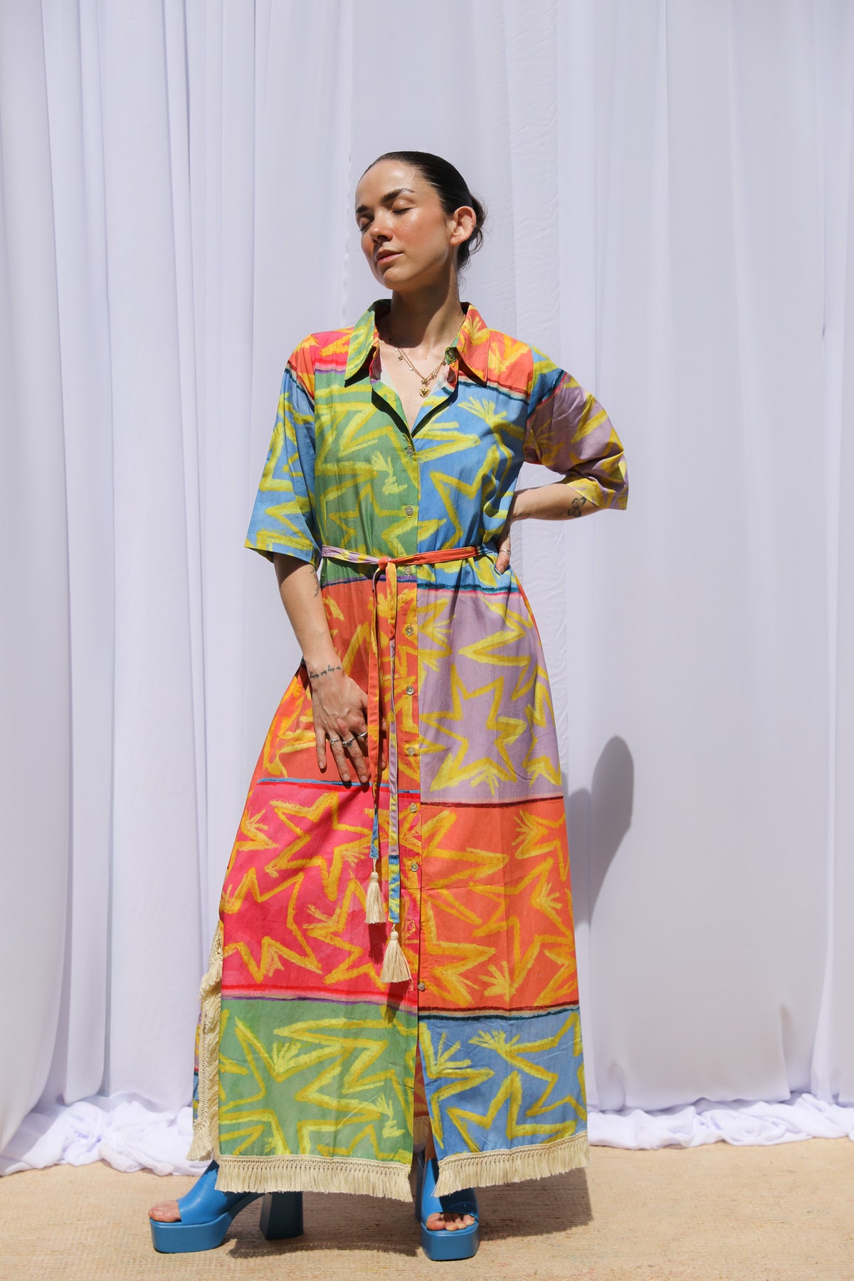Star Gazer Maxi Shirt Dress