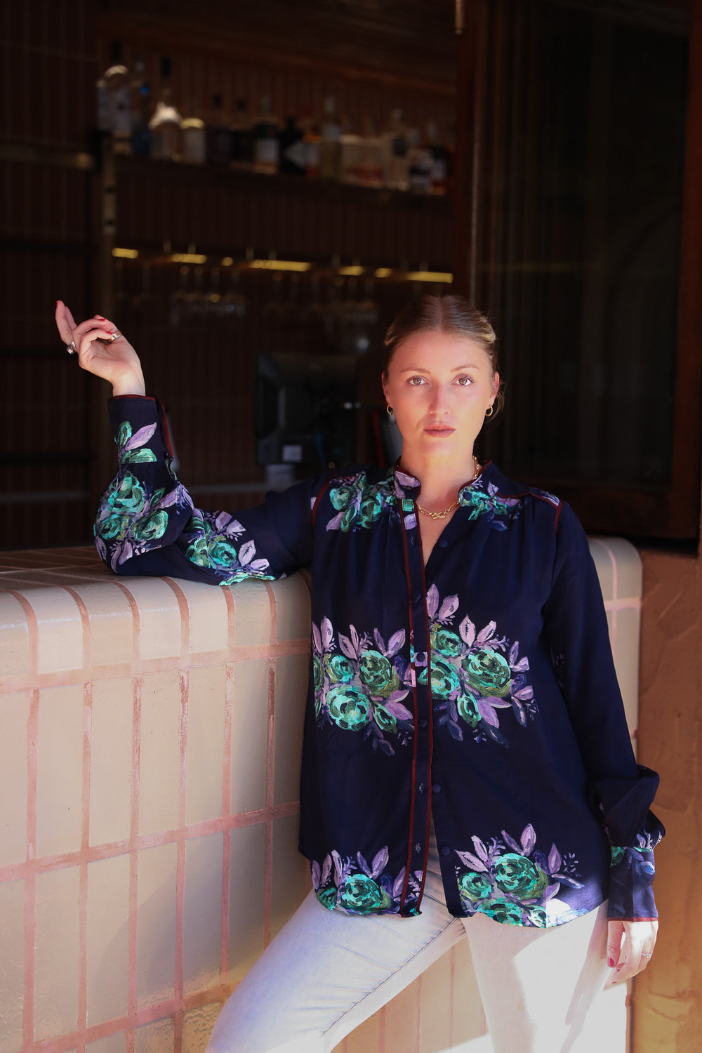 Casa Rosetta Blouse - Navy