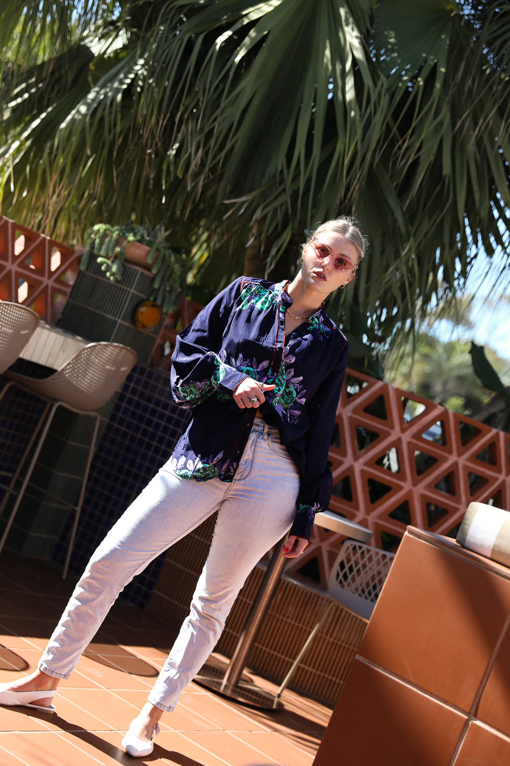 Casa Rosetta Blouse - Navy