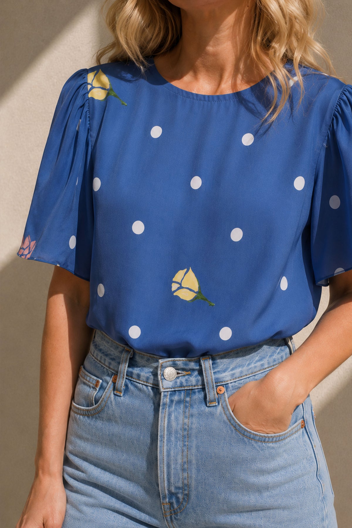 Rosé Spot Blouse - Blue