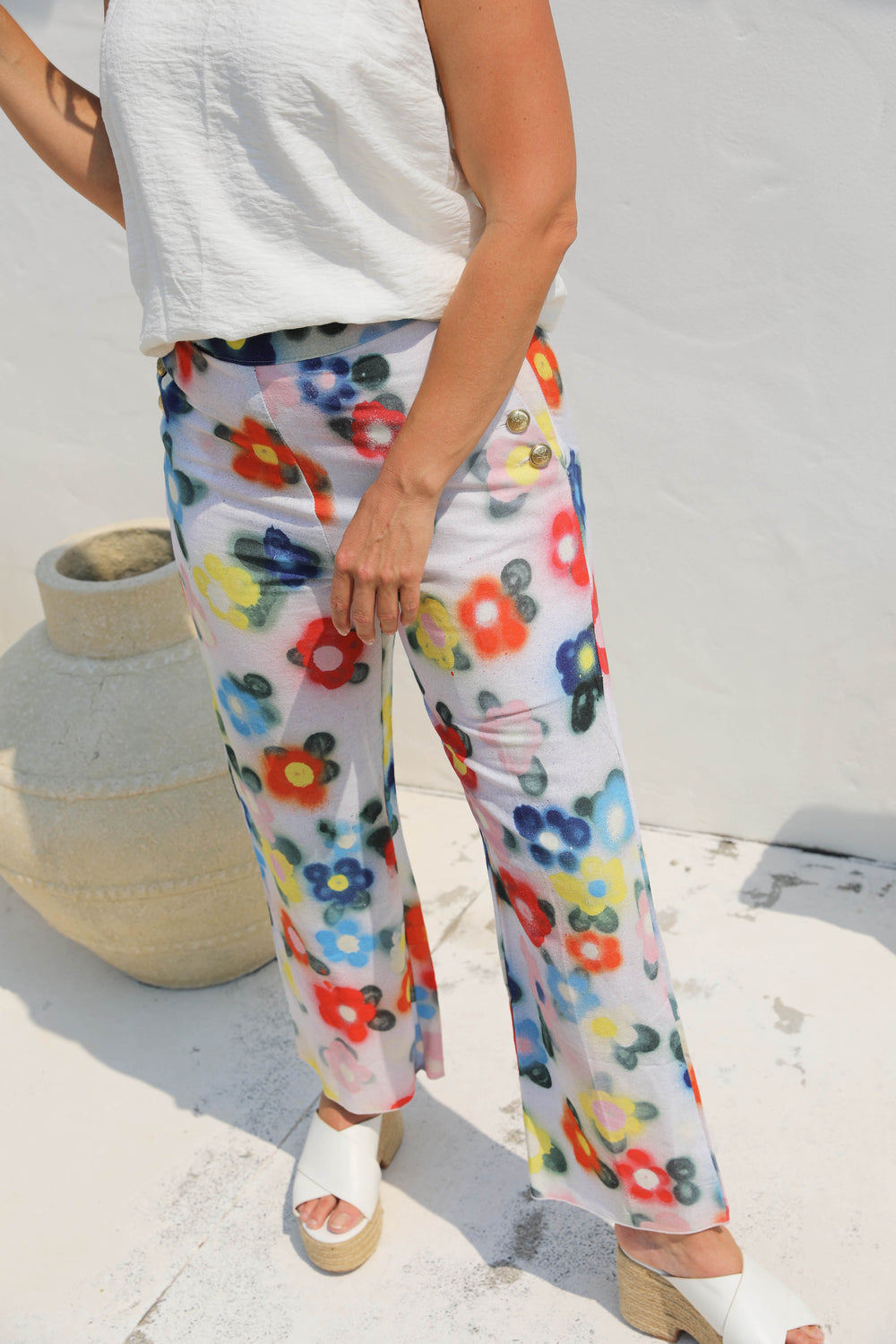 Cactus Flower Linen Pants