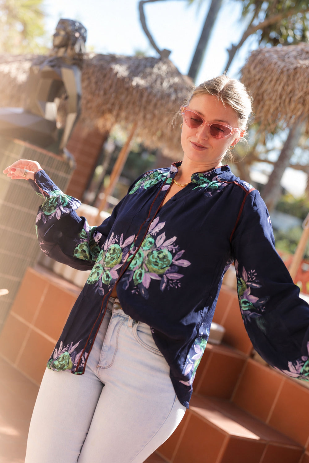 Casa Rosetta Blouse - Navy