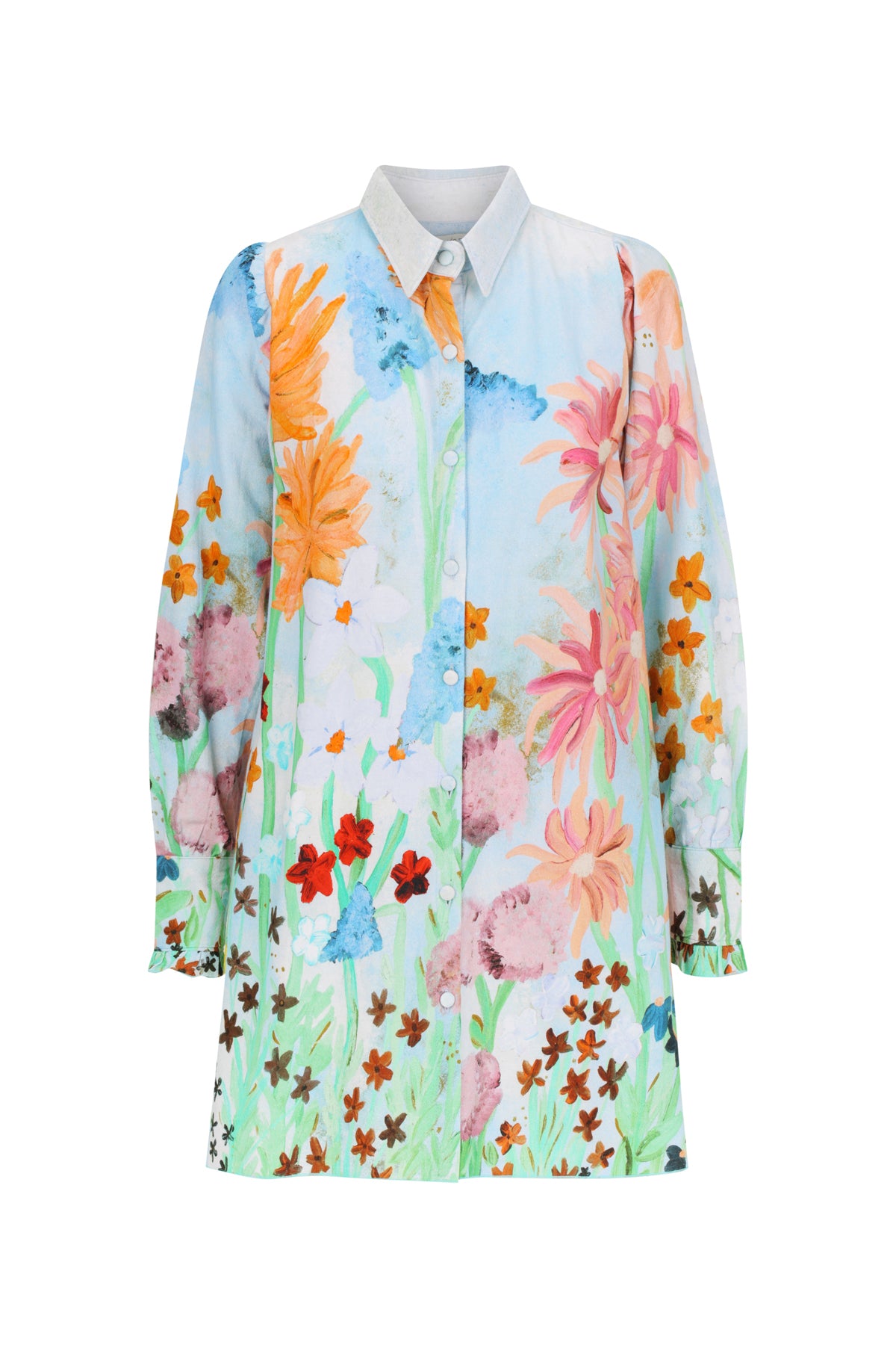 Flora Shirt Dress - Sky