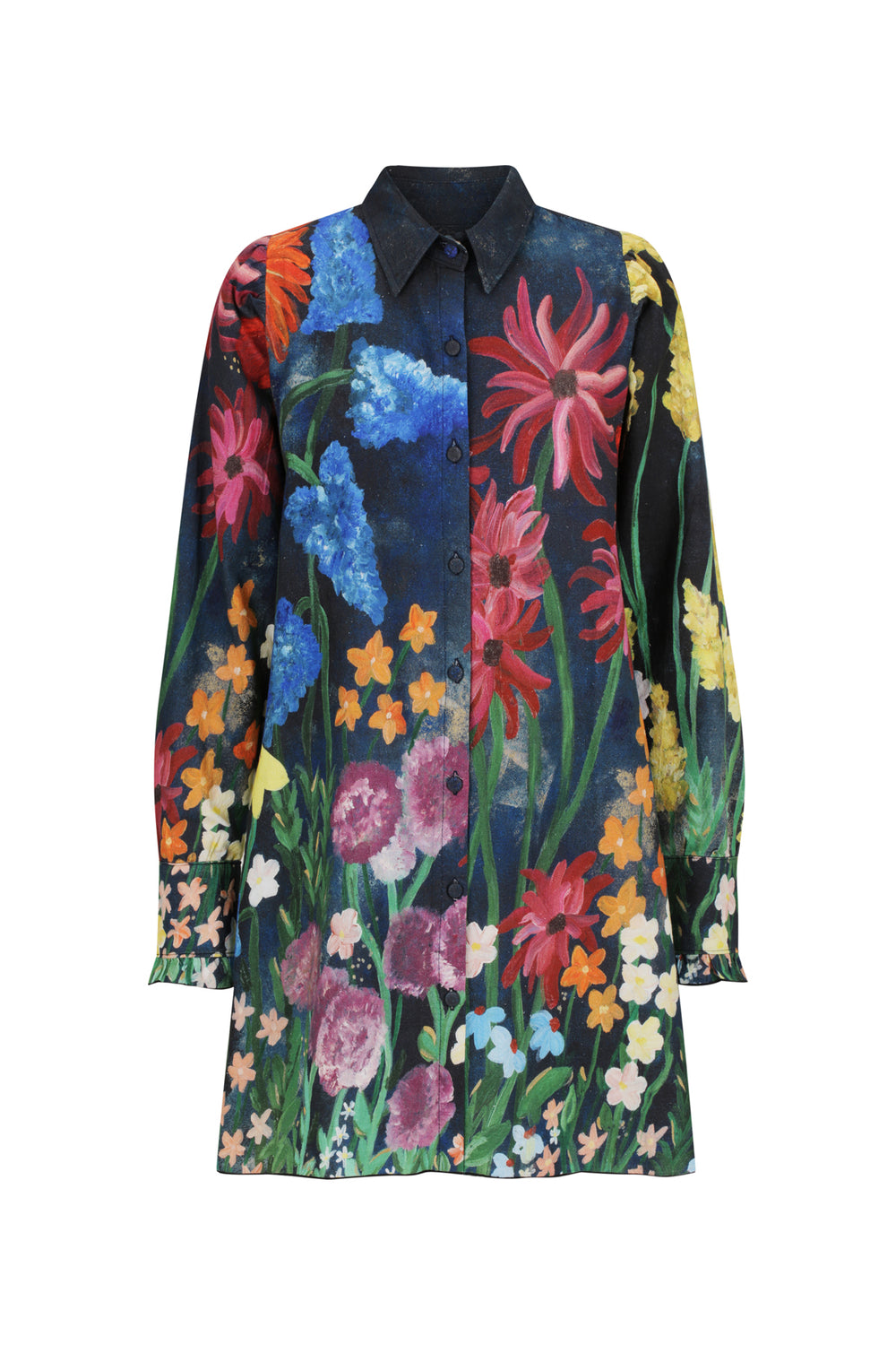 Flora Shirt Dress - Navy