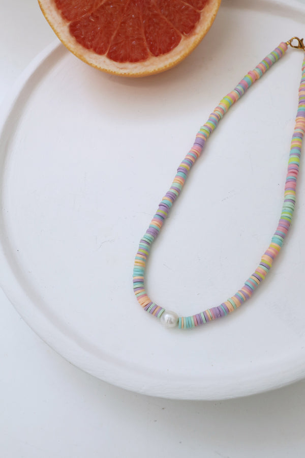 La Vie Clay Necklace - Pastel - Close Up