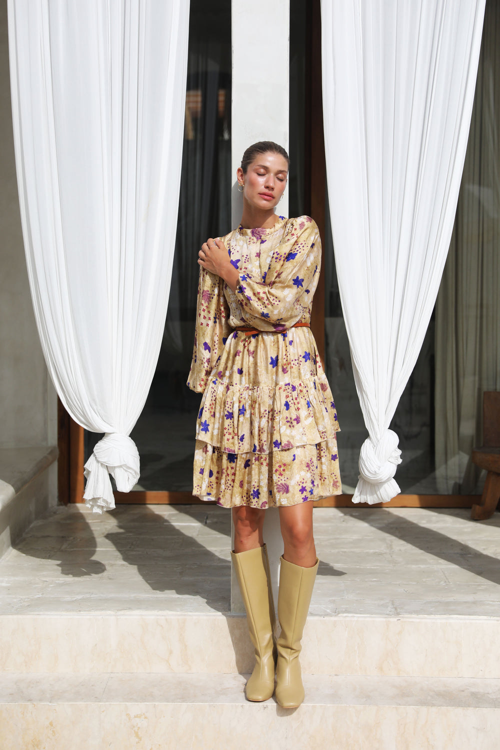 Viamo Cascade Dress - Gold