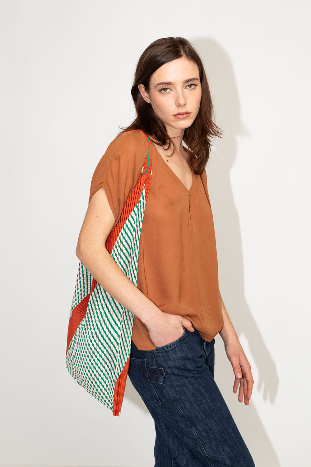 Pleated Y Bag - Francesca Green