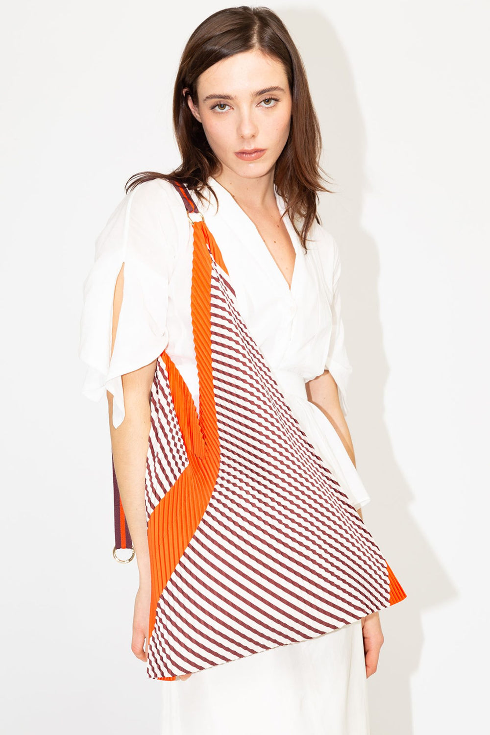 Pleated Y Bag - Francesca Red