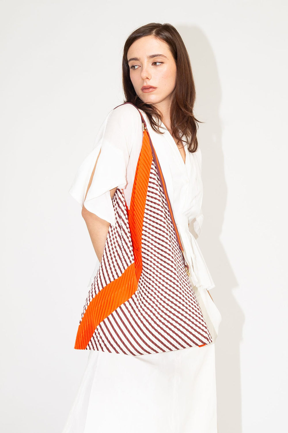 Pleated Y Bag - Francesca Red