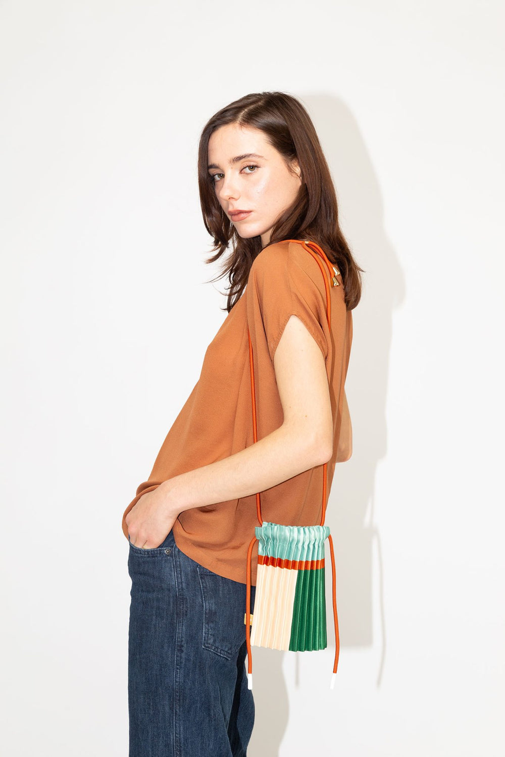 Pleated Crossbody Bag - Emerald
