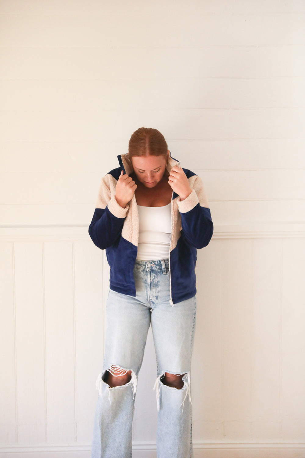 Velvet Sherpa Jacket - Royal Blue