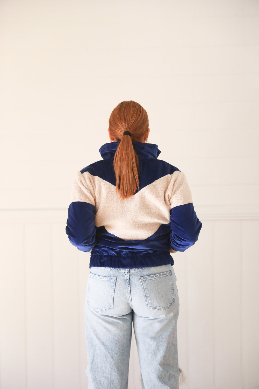 Velvet Sherpa Jacket - Royal Blue