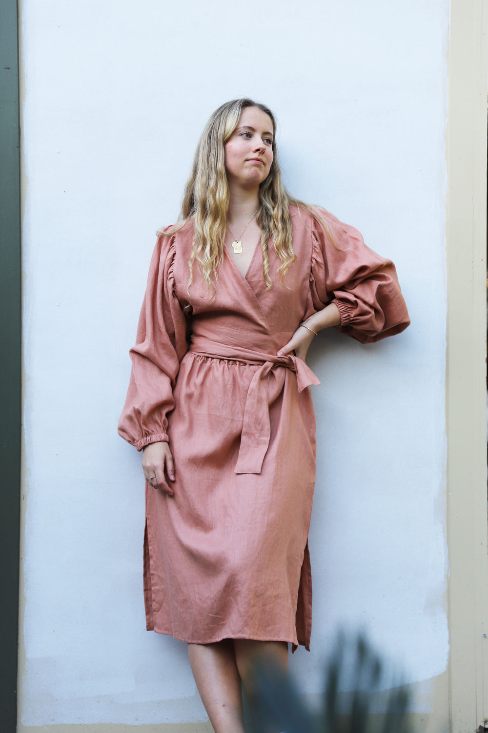 Always Linen Wrap Dress - Dusty Pink - Frank And Dollys Always Linen Wrap Dress - Dusty Pink - Frank And Dollys