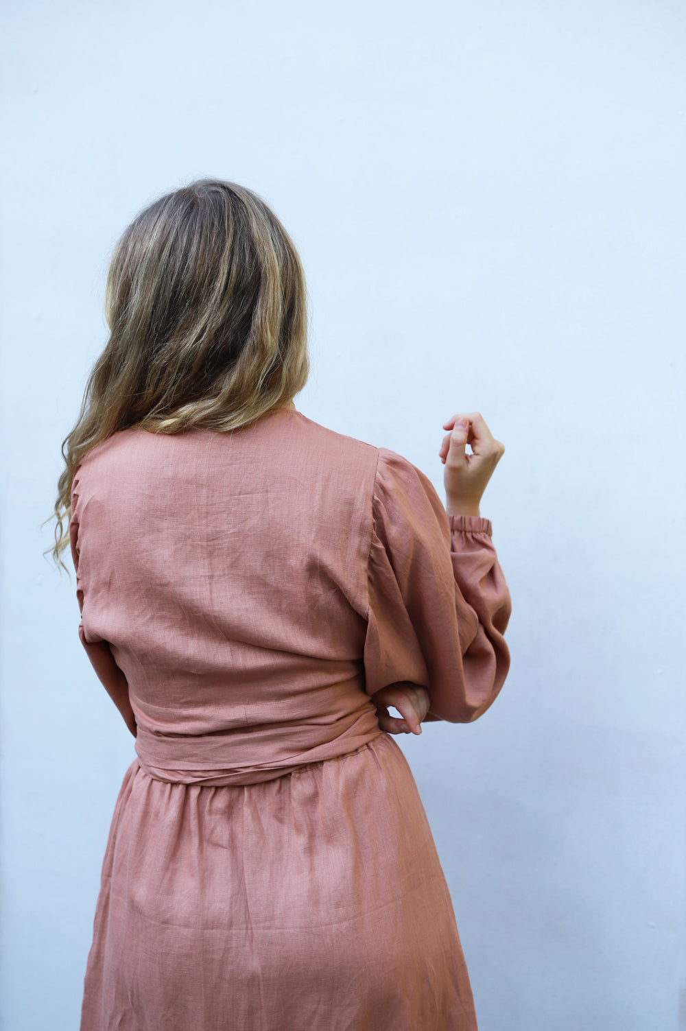 Always Linen Wrap Dress - Dusty Pink