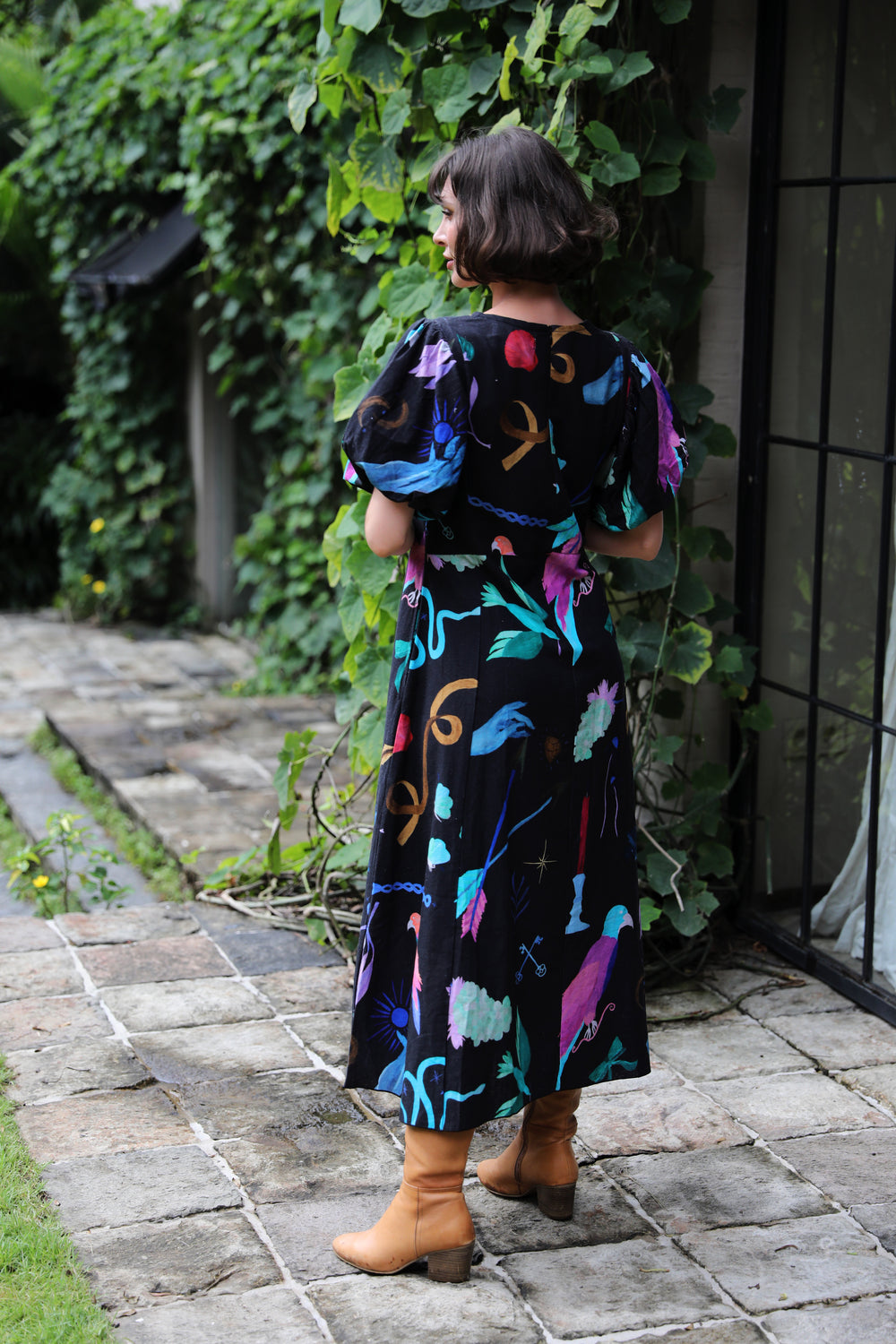 Boheme Linen Midi Dress - Black - Frank And Dollys