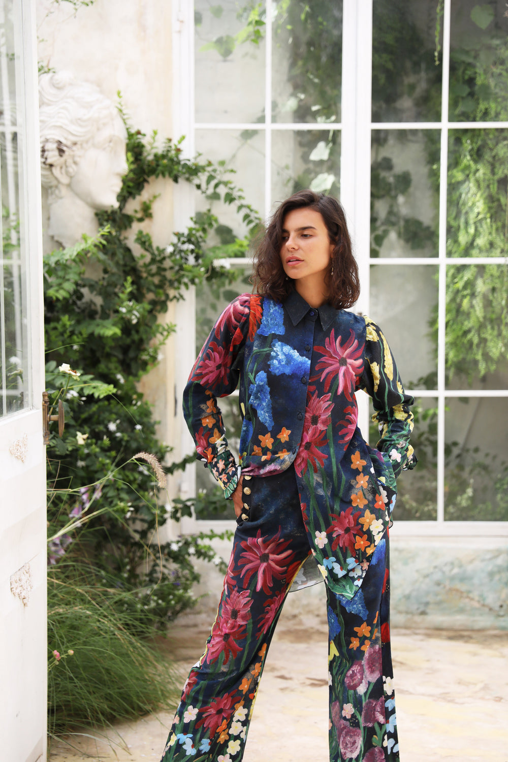 Flora Shirt Dress - Navy