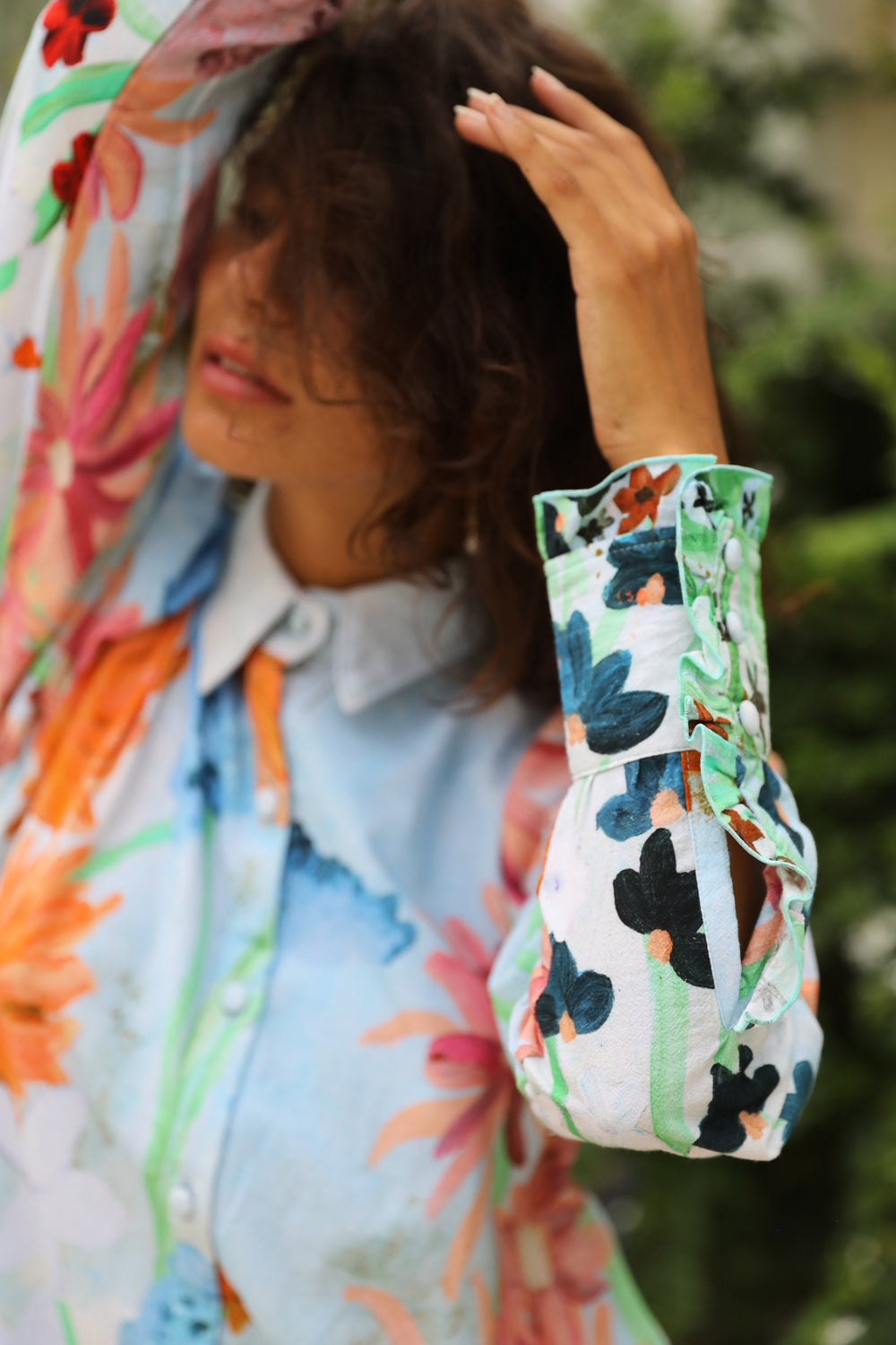 Flora Shirt Dress - Sky