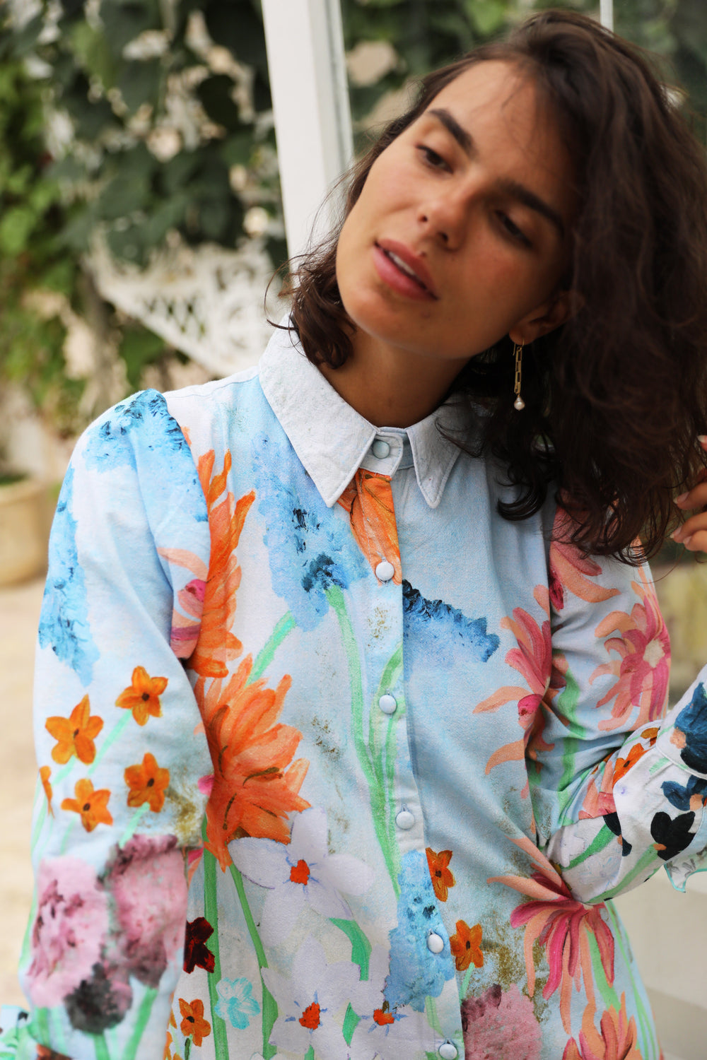 Flora Shirt Dress - Sky