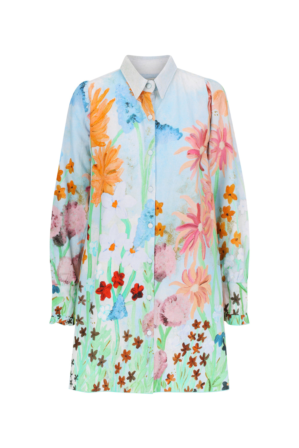 Flora Shirt Dress - Sky