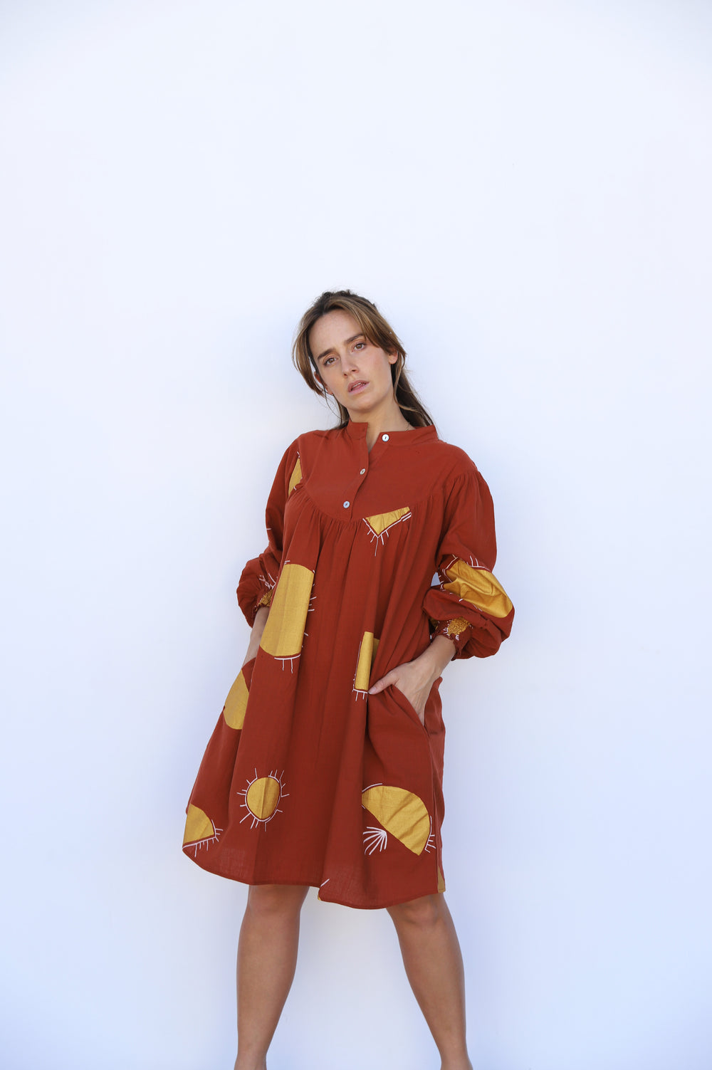 Serenade Smock Dress - Rust