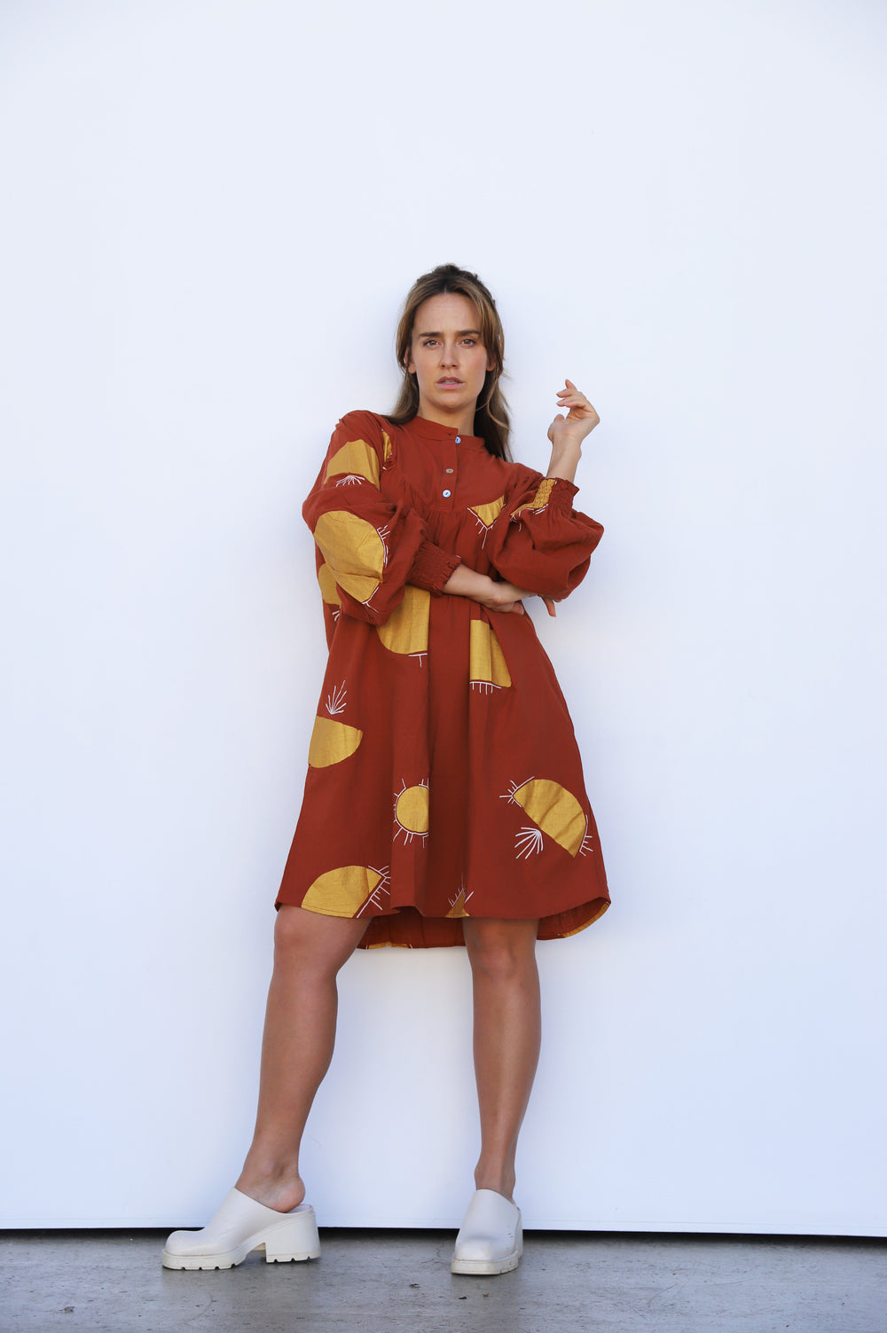 Serenade Smock Dress - Rust