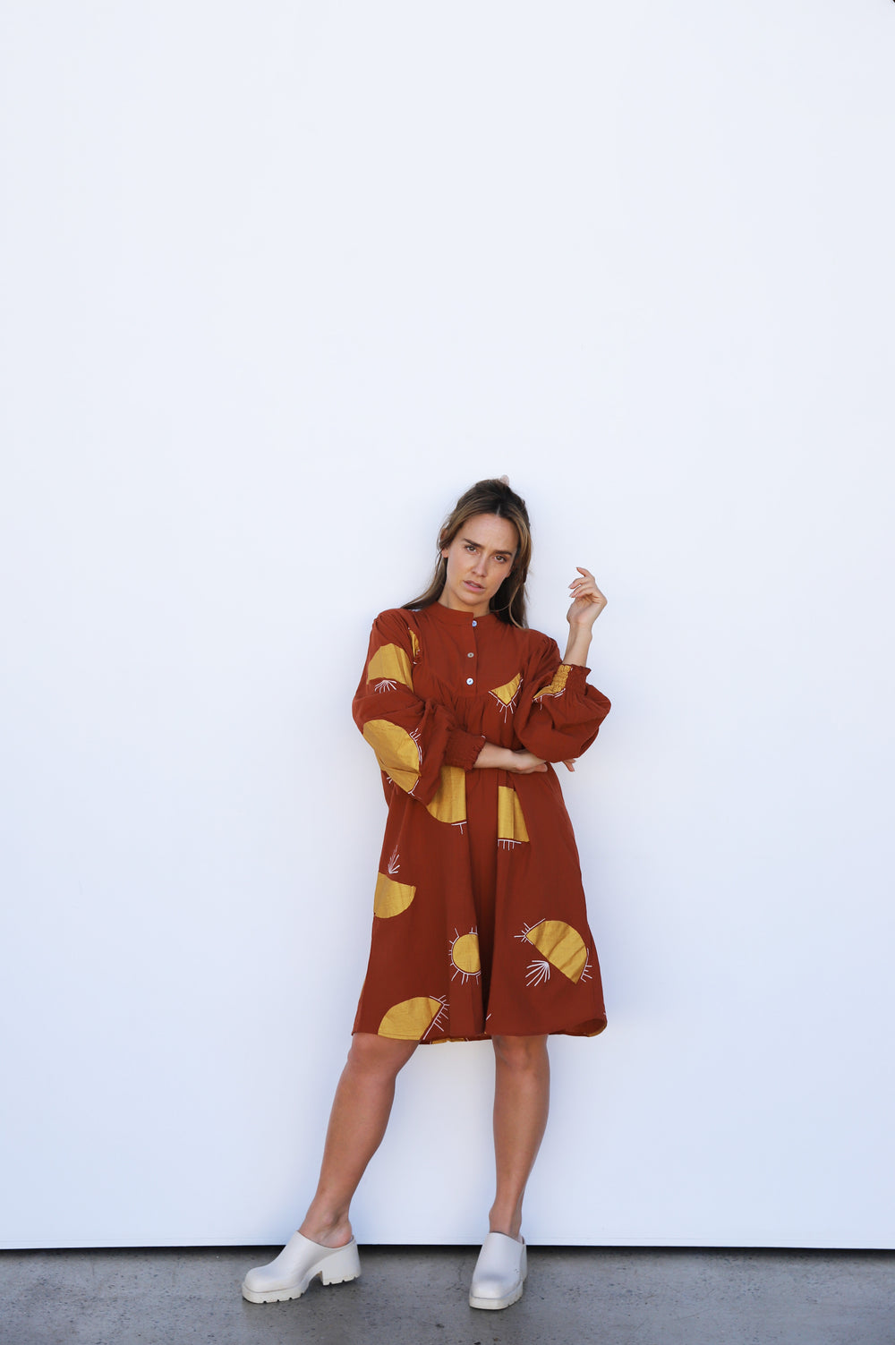 Serenade Smock Dress - Rust