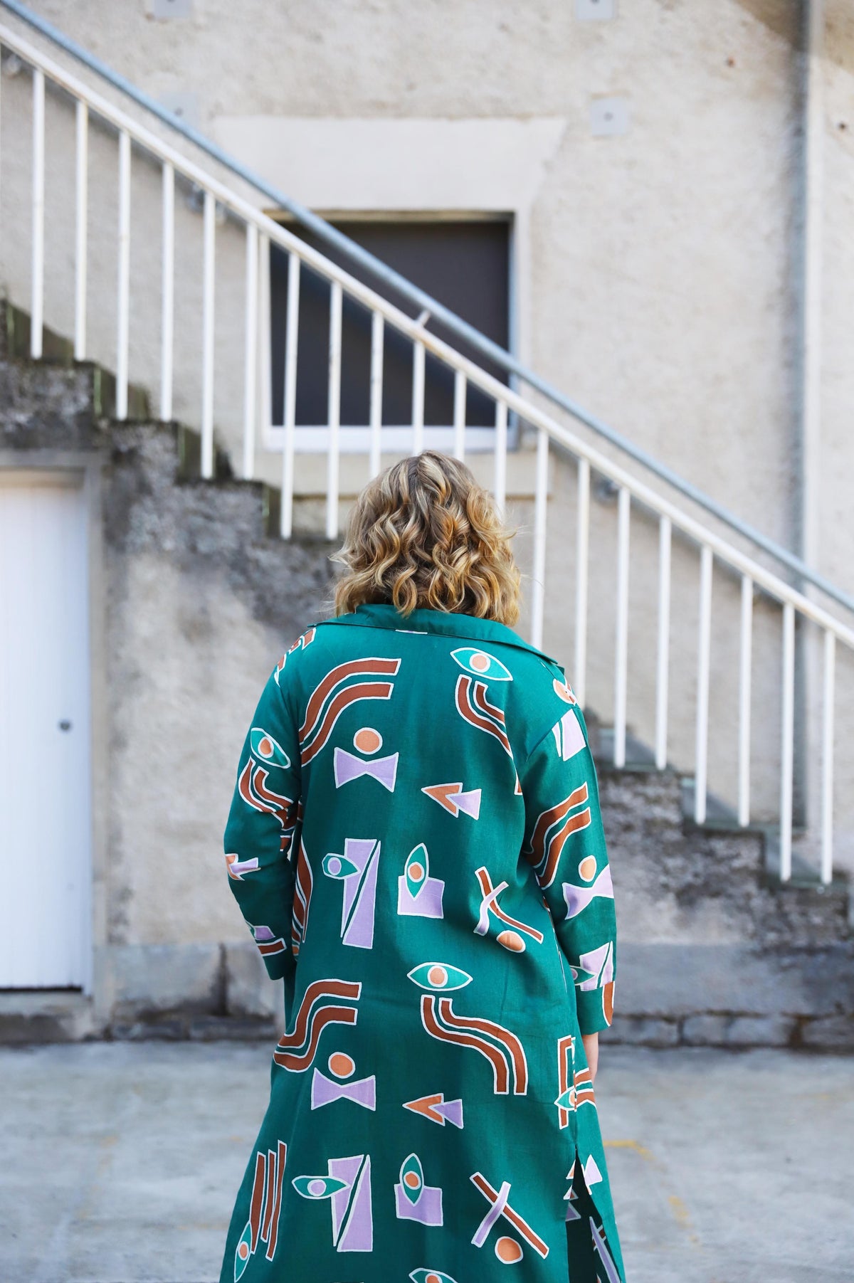 Temple Linen Duster - Emerald