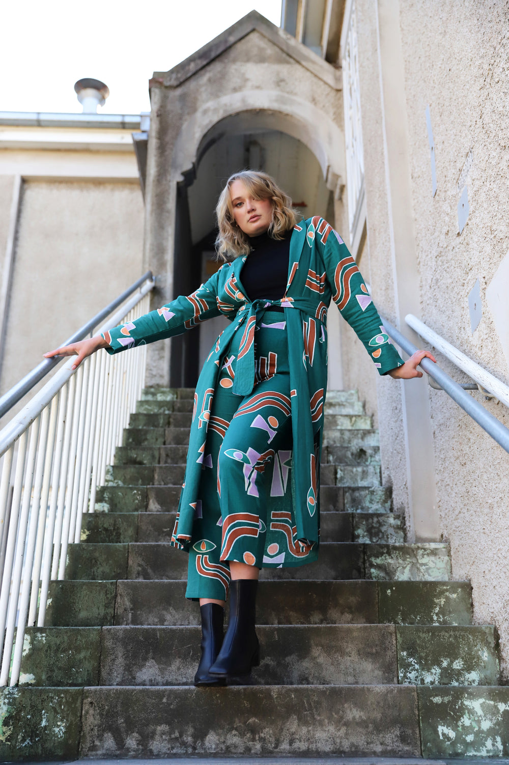 Temple Linen Duster - Emerald