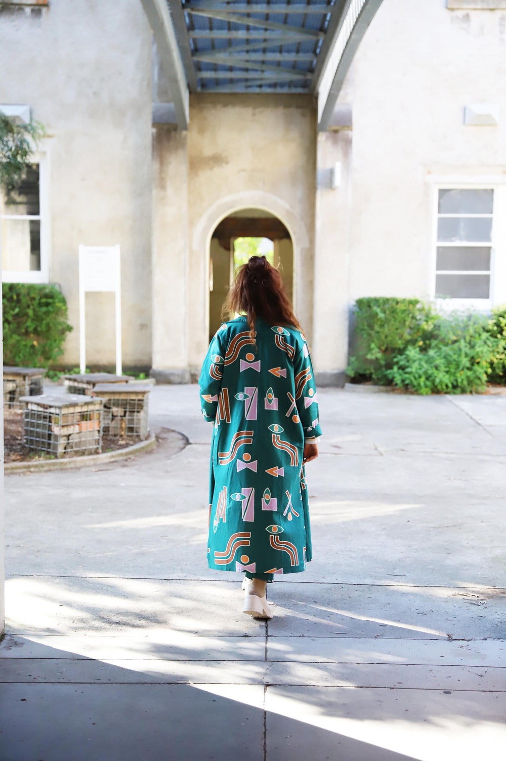 Temple Linen Duster - Emerald